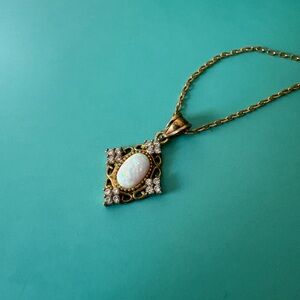 Gold Opal  Pendant Necklace